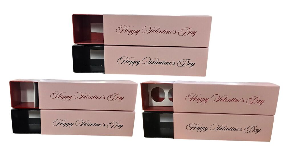 Valentine's 6pk Macaron / 5pk Truffle/4 Cavity (Style and colour to be chosen & price will vary) with Foiled sleeve - 185mm x 50mm x 50mm - Pack of 10