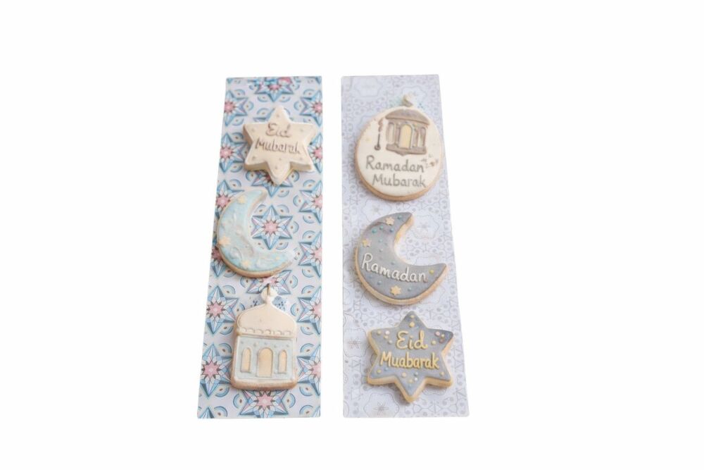 Ramadan & Eid Cookie Backing Card & Cellophane Bag (pattern to be chosen) - (H)260 x (W)65mm - 10Pk