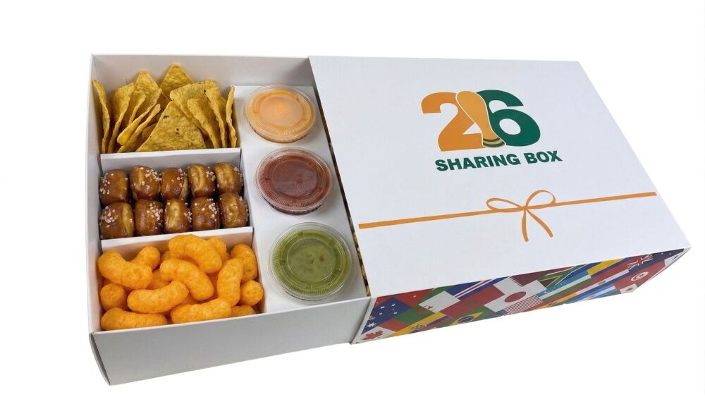 2026 Football Sharing Box with 6 Cavity Insert & 3 Dipping Pot Holders | 315mm x 250mm x 90mm