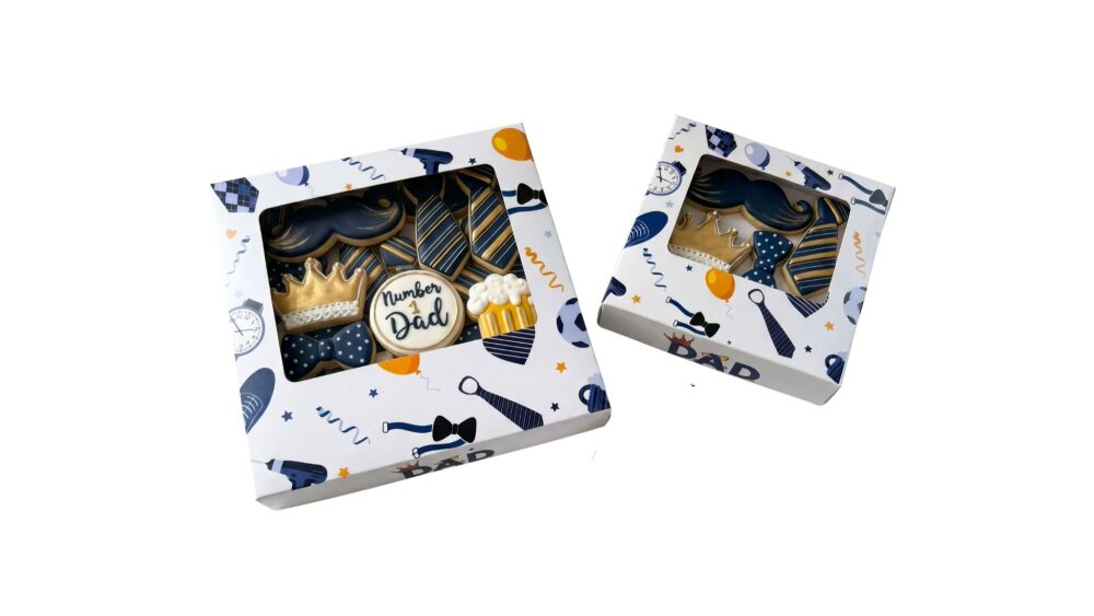 Father's Day Printed Medium/Large Cookie Box With Acetate Window & Insert (size to be chosen) -  Pack of 10