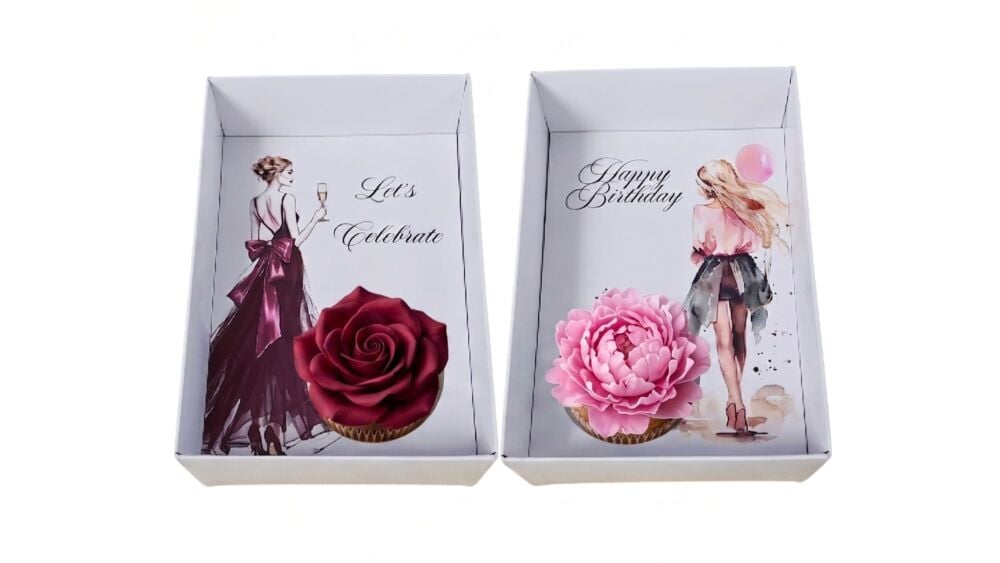 Single Cupcake Birthday Box - Watercolour Print