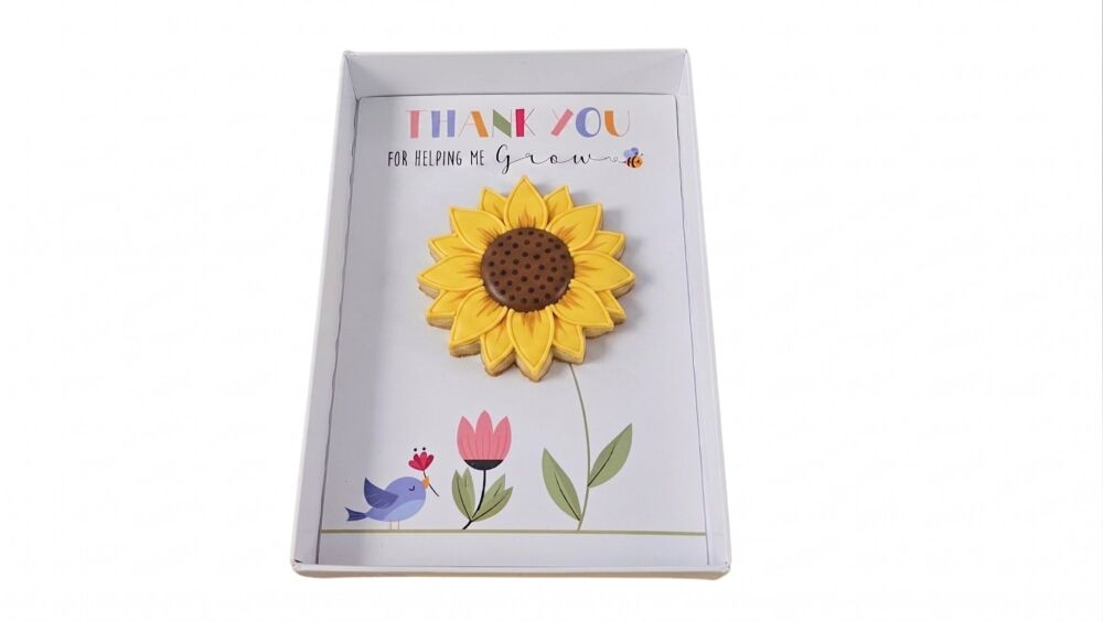 'Thank You for Helping Me Grow' Single Cookie Box with Clear Lid & Insert - 165 &times; 115 &times; 26mm