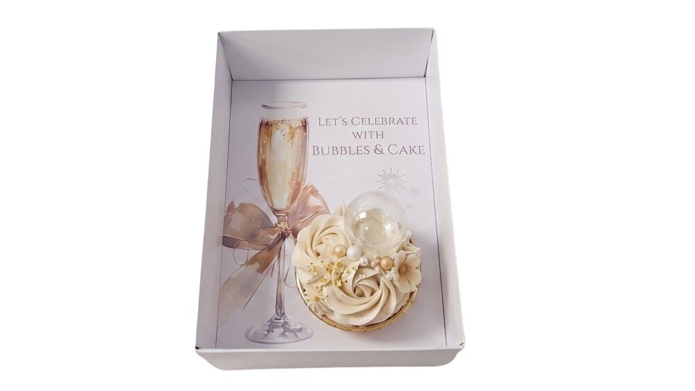 'Let's Celebrate' Single Cupcake Box with Clear Lid & Insert &ndash; 165 &times; 115 &times; 70mm