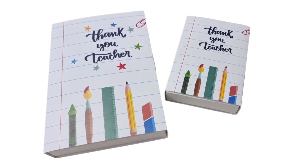 Teacher Libro Cavity Box Range, Printed Full Sleeve & White Base 165 x 115 x 26mm /115 x 80 x 30mm - 10Pk