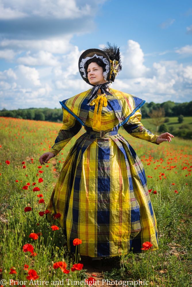 Romantic era day dress silk size 14-16