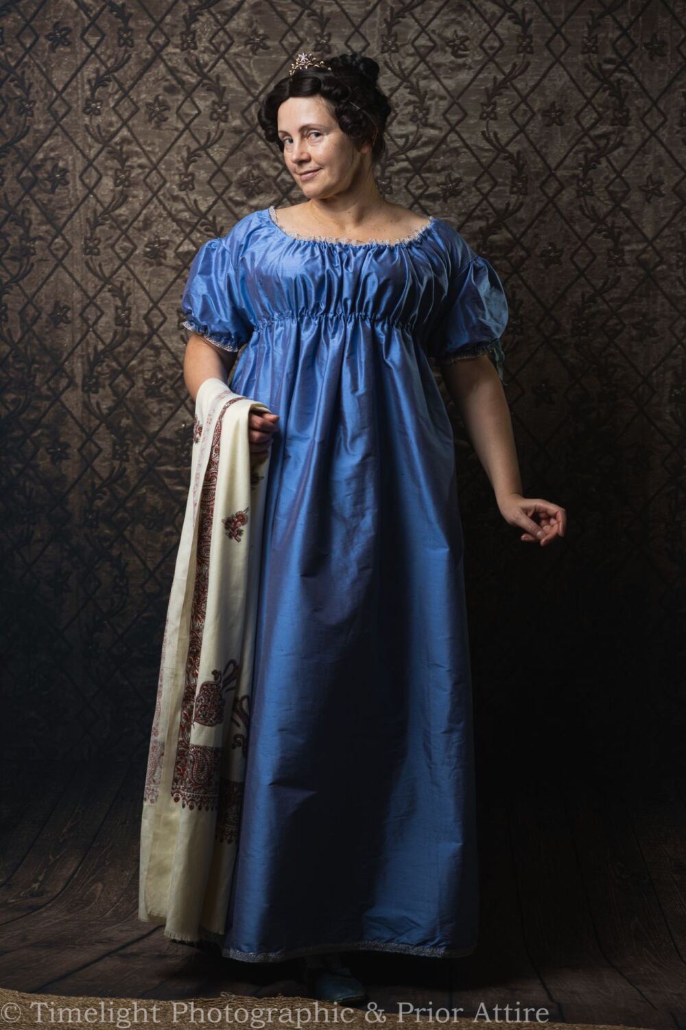 Regency evening dress silk size 10-18