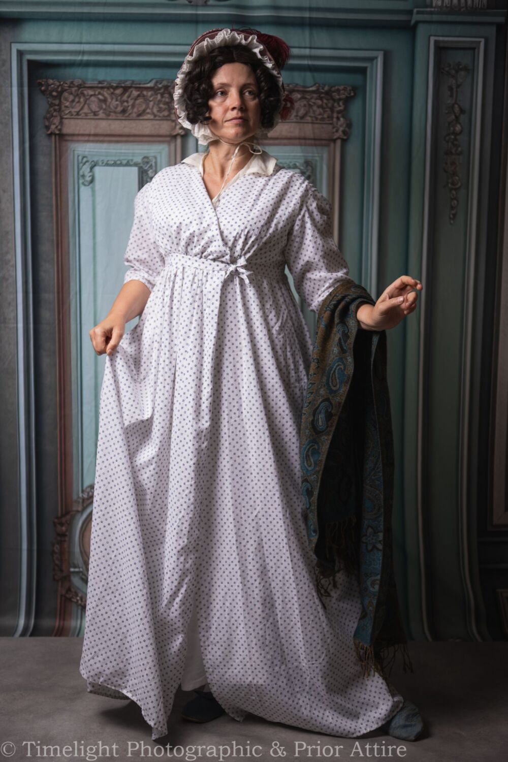 Regency day dress cotton size 12-14