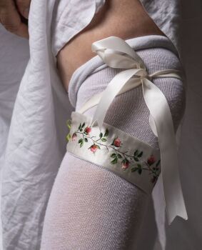 Hand embroidered Silk garters