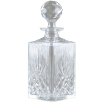 Square Crystal Decanter With Faceted Stopper