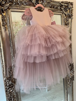 Dusky feather tulle gown