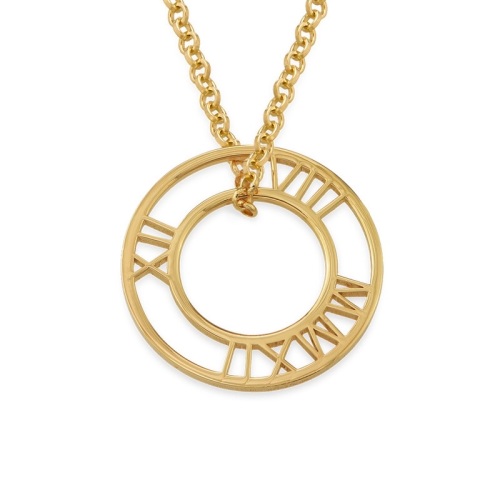 Roman Numers Disc Necklace - 18ct Gold Plated