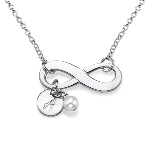 Infinity Initial Sterling Silver Necklace