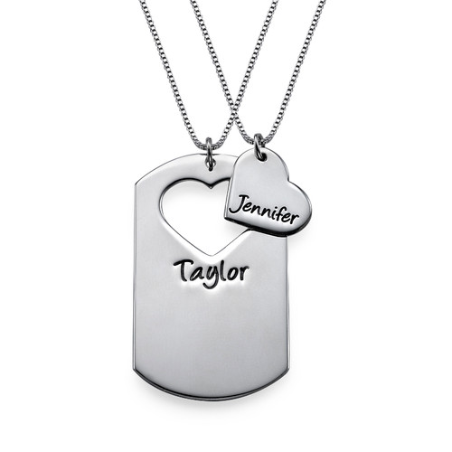Sterling Silver Cut Out Heart& Dog Tag Set