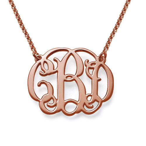 Small Monogrammed Necklace 18k Rose Gold Plated