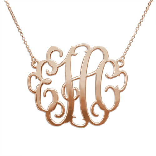 Large Monogrammed Necklace 18k Rose Gold Plated