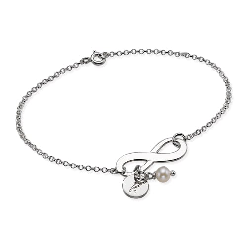 Infinity Initial Sterling Silver Bracelet