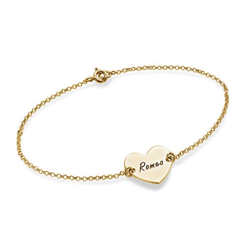 Heart Engraved Gold Plated Bracelet