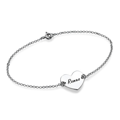 Heart Engraved Sterling Silver Bracelet
