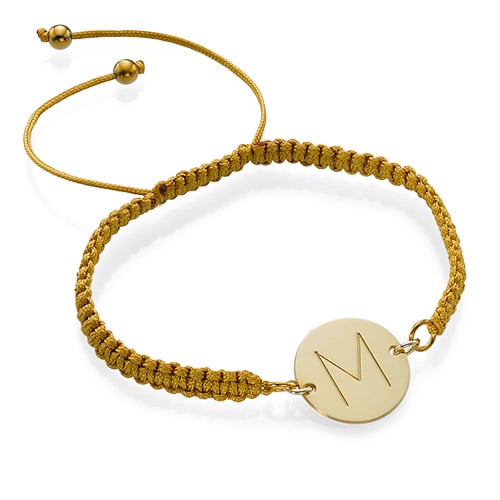 Gold Plated Initial Disc Shamballa Bracelet
