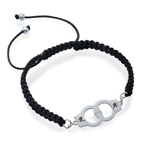 Sterling Silver Initial Handcuff Shamballa Bracelet