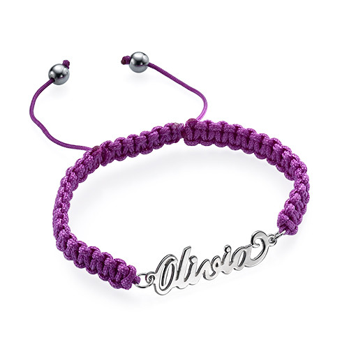 Sterling Silver Nameplate Shamballa Bracelet