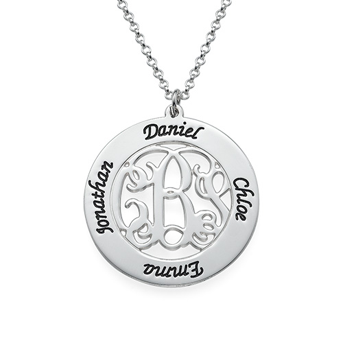 Engraved Sterling Silver Monogrammed Family Pendant