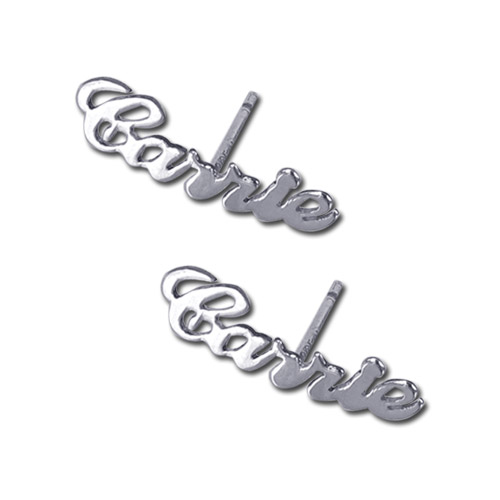 Nameplate Sterling Silver 'Carrie' Style Earrings
