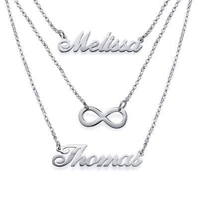 Layered Sterling Silver Double Name and Symbol Necklace