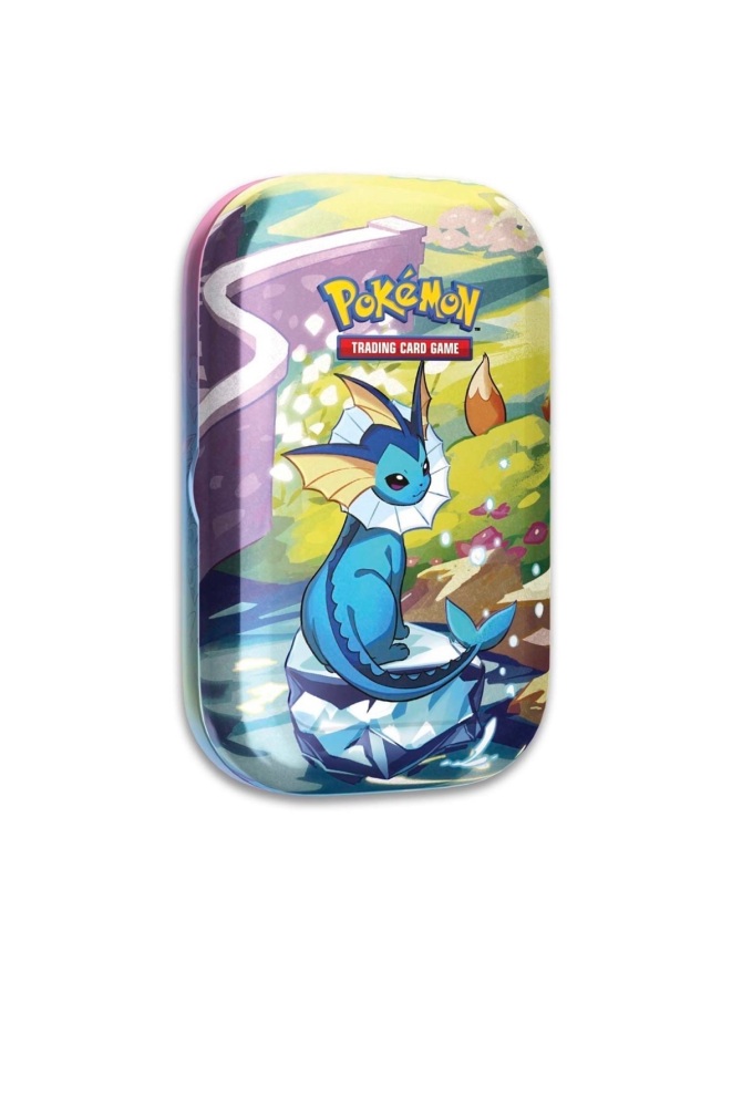 Prismatic Evolutions tin featuring Vaporeon