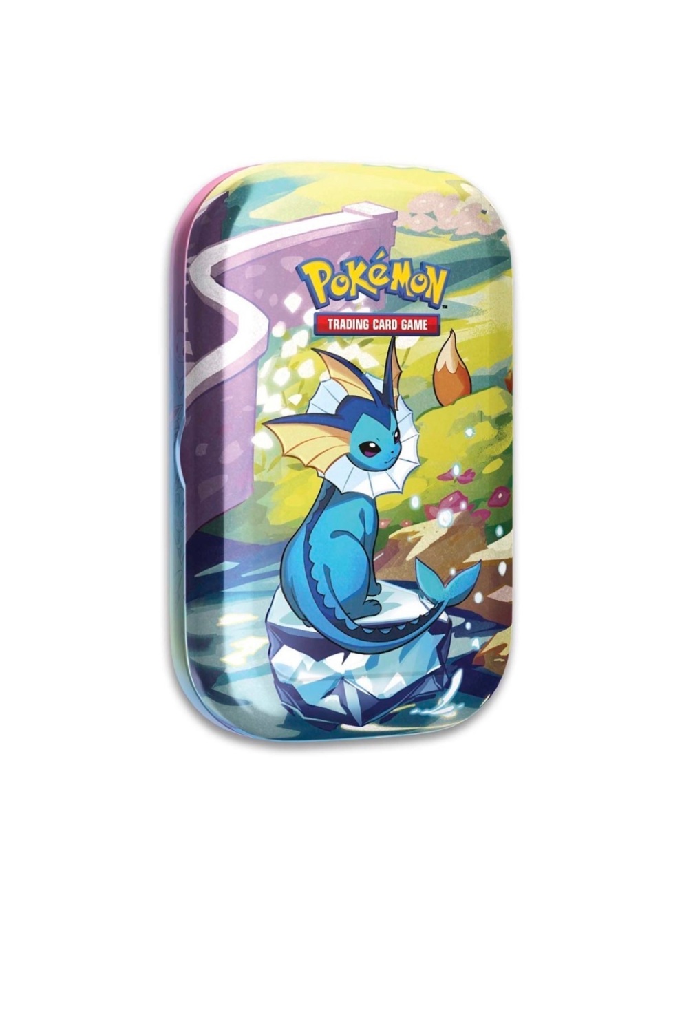 Prismatic Evolutions tin featuring Vaporeon