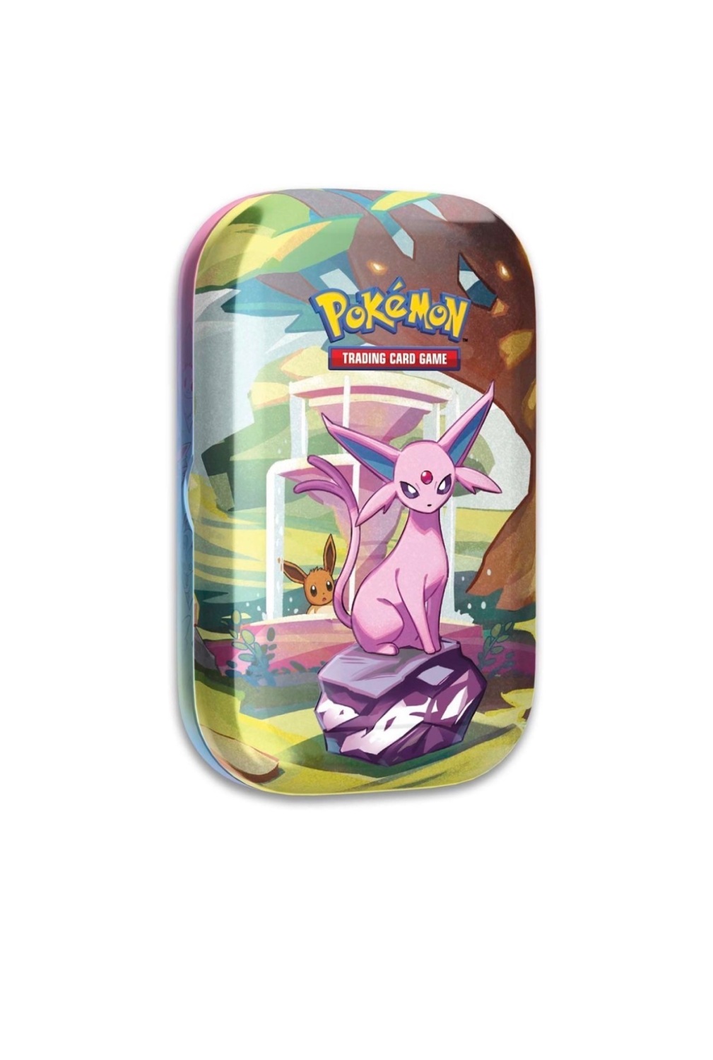 Prismatic Evolutions tin featuring Espeon