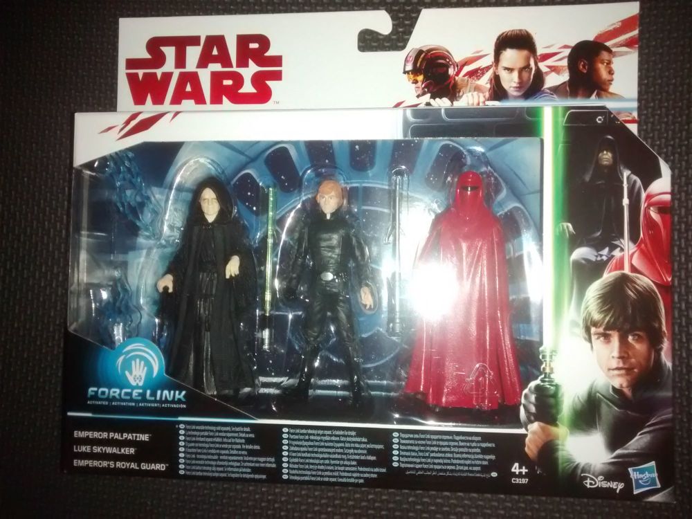 Star Wars Force Link Compatible 3.75" Figure Set - Emperor Palpatine - Luke Skywalker - Emperors Royal Guard