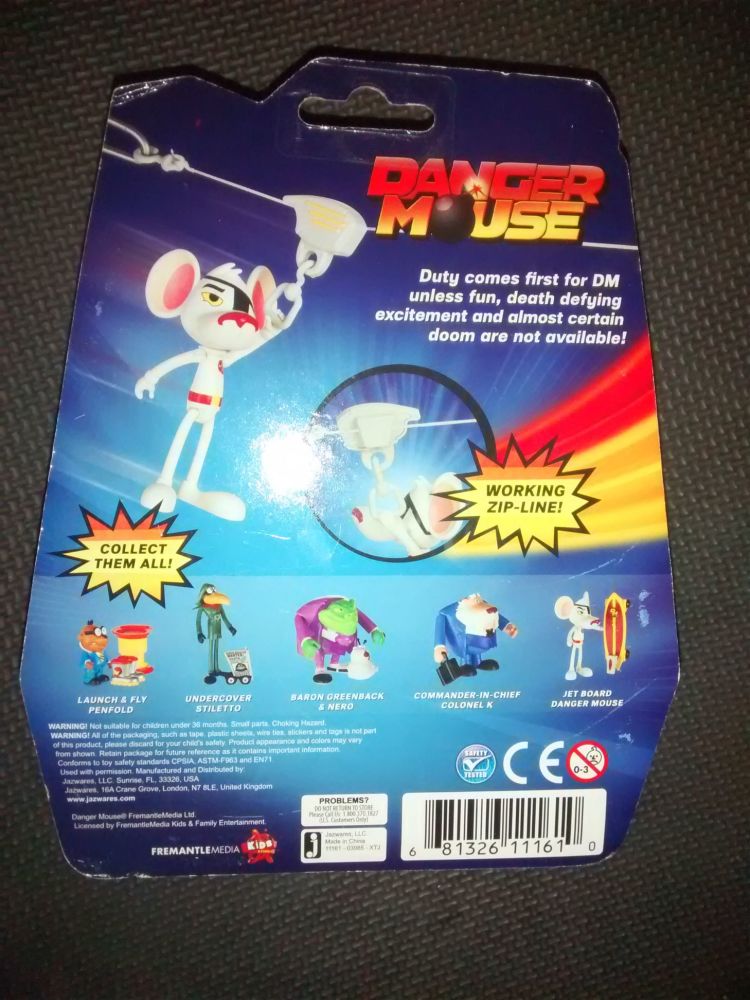 Danger Mouse Official 3.5" Collectable Figure With Zip-Line Feature