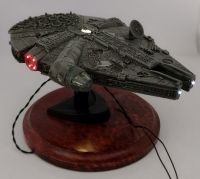 Built Painted & Lit Revell Millennium Falcon 03600 - 1:241 Scale On Wooden Base