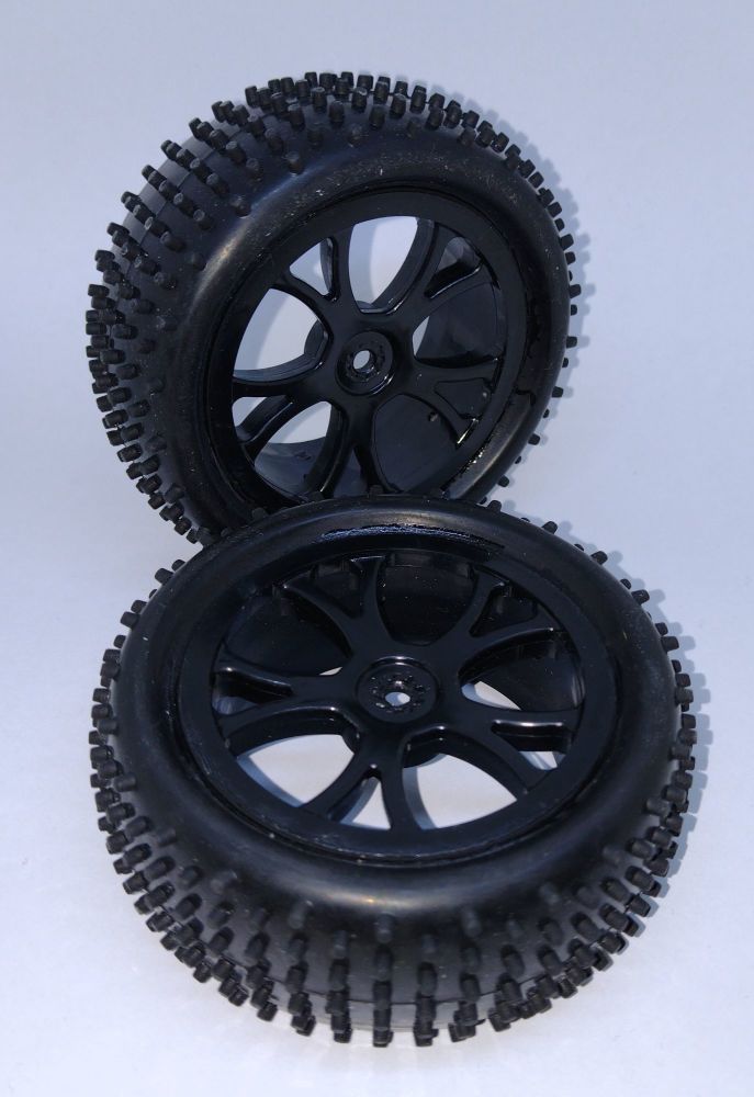 FTX Vantage RC Car - Front Wheels & Tyres - Black Wheel - FTX6300B - Pre-mounted - Brand New