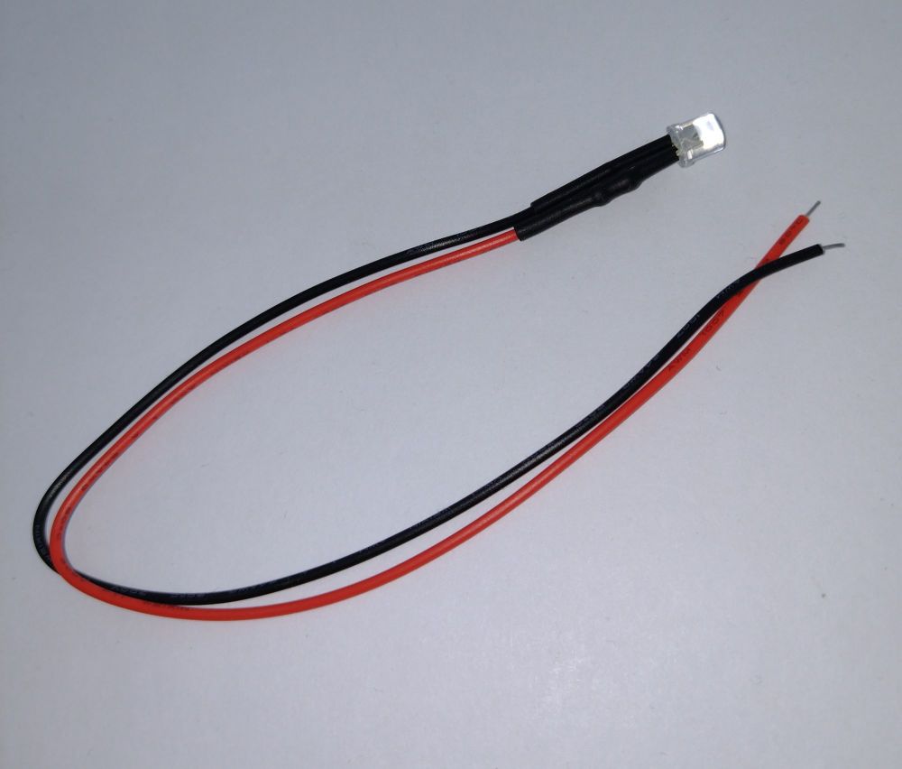 Qty 5 - 5mm Prewired Led - Flat Top - Ultra Bright - RED - 4v - 12v DC