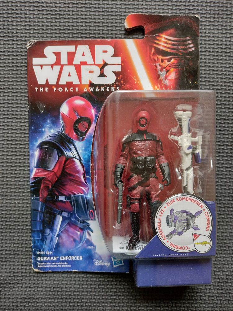 STORAGE WEAR TO BACKING CARD - Star Wars The Force Awakens - Guavian Enforcer Collectable Carded Figure B4165 - 3.75"