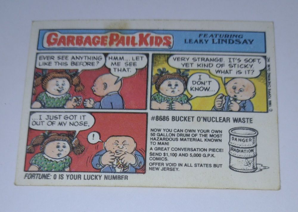 Original 1986 US Garbage Pail Kids Trading Card - Filled Up Philip - 221b