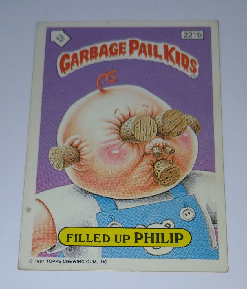 Original 1986 US Garbage Pail Kids Trading Card - Filled Up Philip - 221b