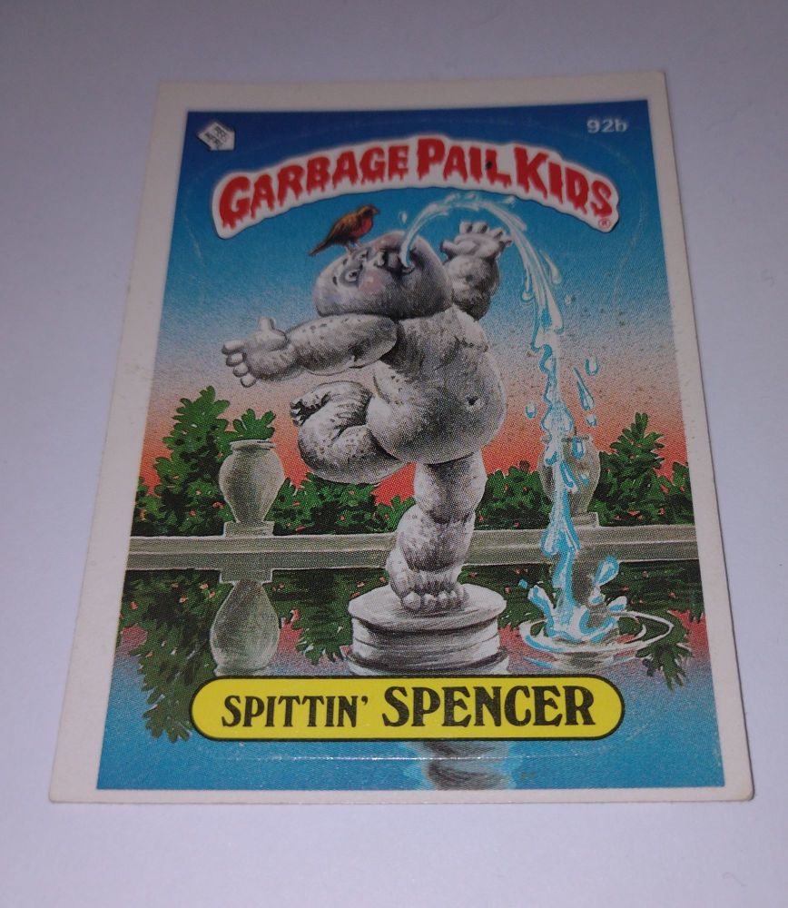 Original 1986 US Garbage Pail Kids Trading Card - Spittin Spencer - 92b
