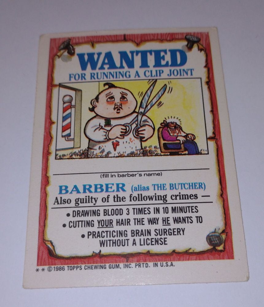 Original 1986 US Garbage Pail Kids Trading Card - Rod Wad - 84b