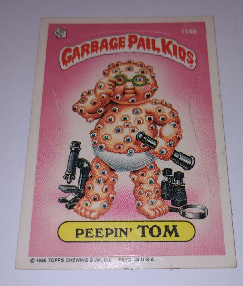 Original 1986 US Garbage Pail Kids Trading Card - Peepin Tom - 114b