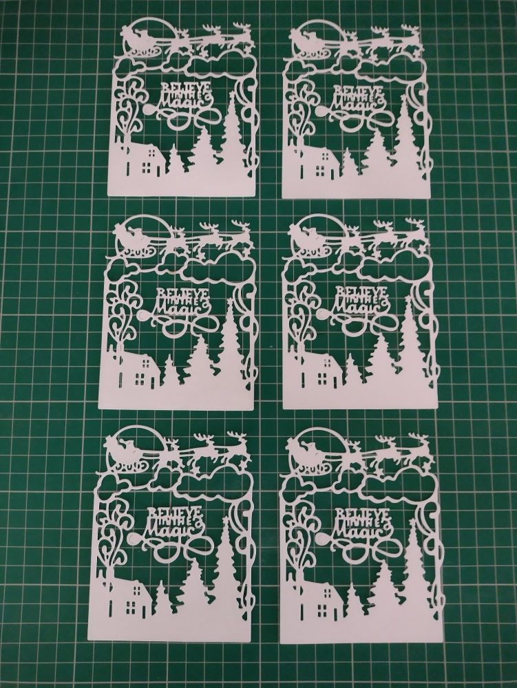 Card Making Die Cuts Toppers x6 Believe In The Magic Festive Crafts Best Quality 250gsm White Card