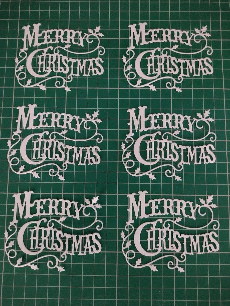 Card Making Die Cuts Toppers x6 Merry Christmas Festive Crafts Best Quality 250gsm White Card