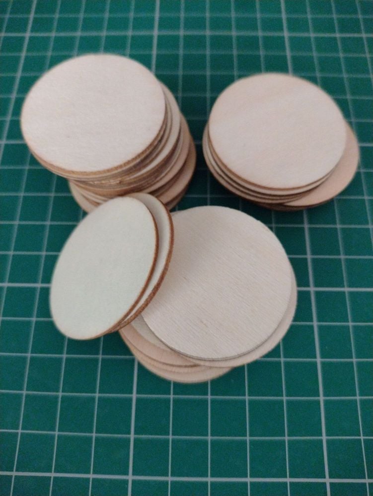 Wooden Discs - 40mm Diameter - 1.6mm Thick