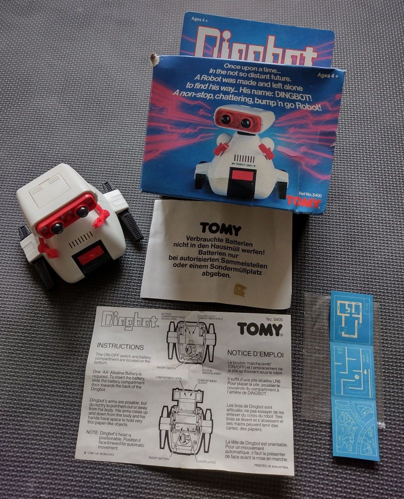 Vintage Tomy Dingbot - OMS-B - MY Robot - Circa 1980 - In Original Box With Instructions & Map