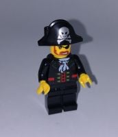 City / General Character - Custom - Brick Minifigure - Pirate Captain ( Black Hat version ) - Our Ref 6