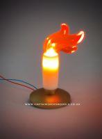 Light Up Lego Scenery - Candle - Sideways  Flame - Gold Base