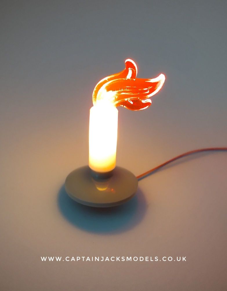 Light Up Lego Scenery - Candle - Sideways  Flame - Light Grey Base