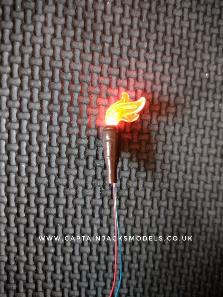 Light Up Lego Scenery - Flame Torch - Sideways  Flame - Dark Orange Flame